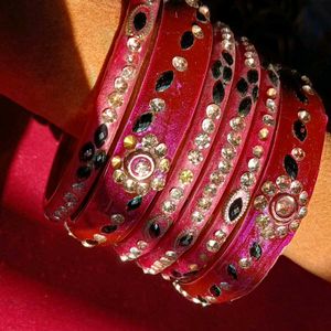 Red & Rhinestone Bangles