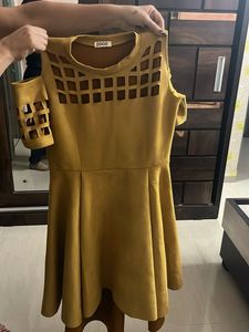 Chic Mustard Cutout Dress