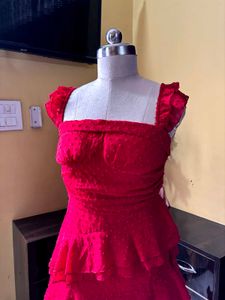 Red Ruffled Party Dress