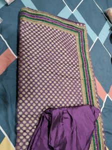 Purple Saree With Multi Border