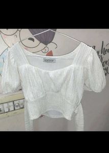 White Puff Sleeve Top