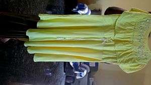 Yellow Dress With Peral Design