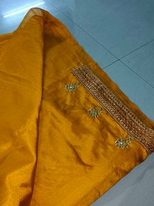 Elegant Teal &amp; Gold Festive Saree