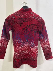 Red Patterned Knit Sweater