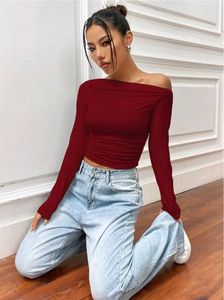 Cherry Red Off Shoulder Fitted Top💄🍒