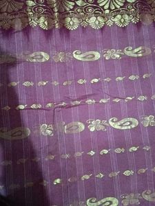 Maroon &amp; Gold Jacquard Saree
