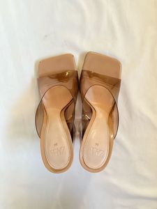 Zara Nude Brown Block Heels