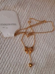 Anti Tarnish Heart Themed Bow Inspired Pendant