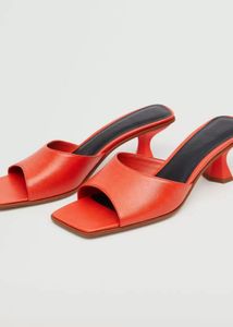 MANGO Orange Block Heels
