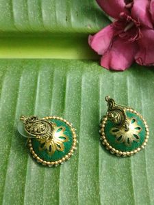 Green & Gold Earrings