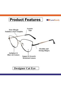 Full Rim Cat-eyed Anti Glare And Blue Cut Glasses