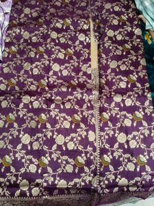 Purple Banarasi Floral Saree