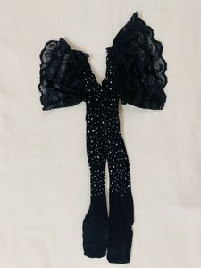 Black Fish Net Rhinestone Stockings