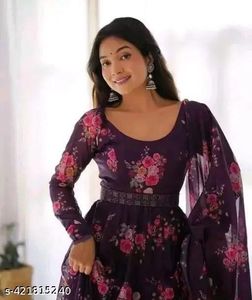 Floral Print Ethnic Gown