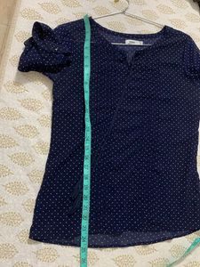 Polka Dots Dark Blue Sheer Top