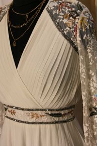 Pleated Beaded Lace Bridal Dress