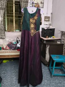 Embroidered Emerald &amp; Purple Dress