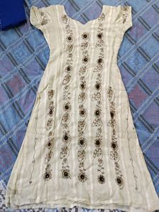Cream Kurta With Work