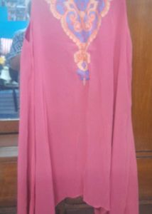 Pink Embroidered Sleevless Top