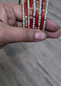 Sparkling Red &amp; Crystal Bangles