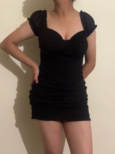 bodycon ruched black dress