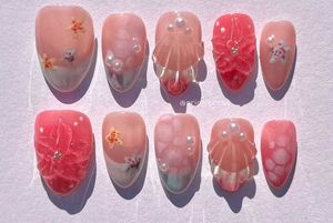 Red &amp; White Press-On Nails