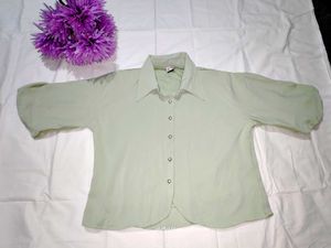 Green Button-Up Top