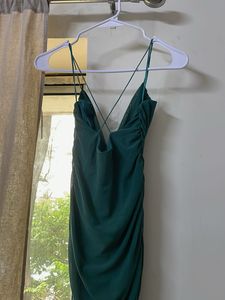 Bottle Green Ruched Dress