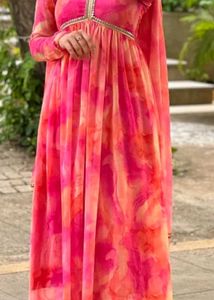 Pink &amp; Orange Anarkali