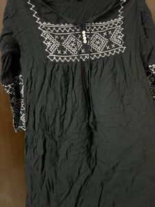 Black Short Kurtha With Back Design Embroidery
