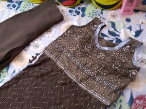 Brown Nayra Embroidered Kurta Set