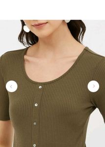 Olive Green Ribbed Top