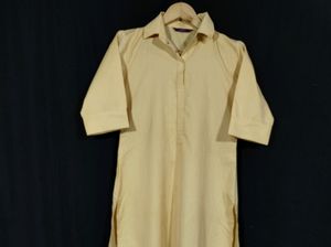 Libas Light Yellow Collar Neck Kurti (Women)