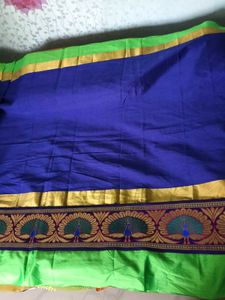 BrandNew ElegantBlue&amp;Green SilkSaree+UnsticheBlous