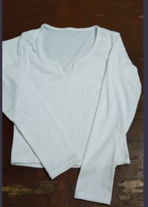 White V Neck Crop Top