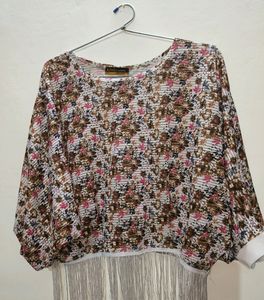 Floral Print Ladies Fancy Poncho Style Top