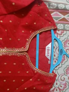 Biba Red &amp; Gold Embellished Kurta