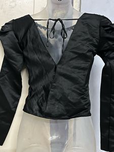 Pintrest silk designer party wear black top