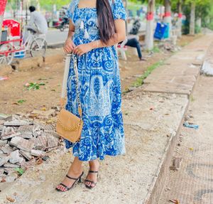 Paisley Print Blue Maxi Dress