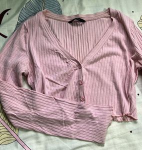 Pink Ribbed Crop Top