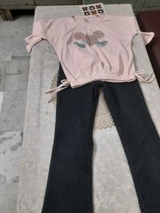 black jeans and like new dark peach top