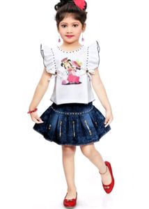 Beautiful Top And Denim Skirt Set