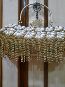 Elegant Pearl &amp; Rhinestone Evening Clutch