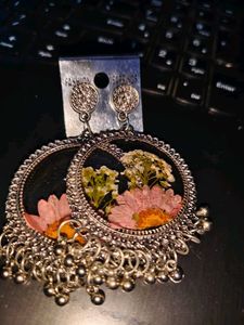 Handmade Resin Jhumke With Real Pressed Flowers |