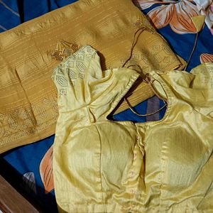 Golden Yellow Readymade Saree Blouse