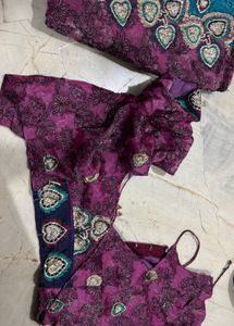 Beautiful Saree With Net At The Bottom And Blouse