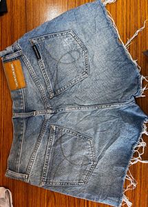 Ck Ripped Denim Shorts