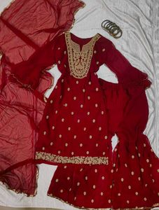 Hot Red Heavy Garara Suit ❤️