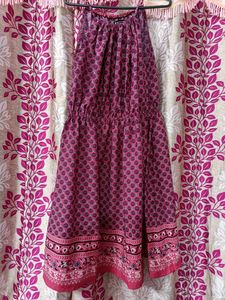 Purple poly crepe fit and flare dress
