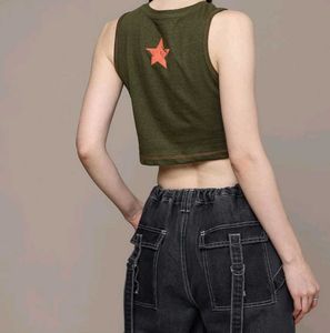 Olive Green Graphic Crop Top